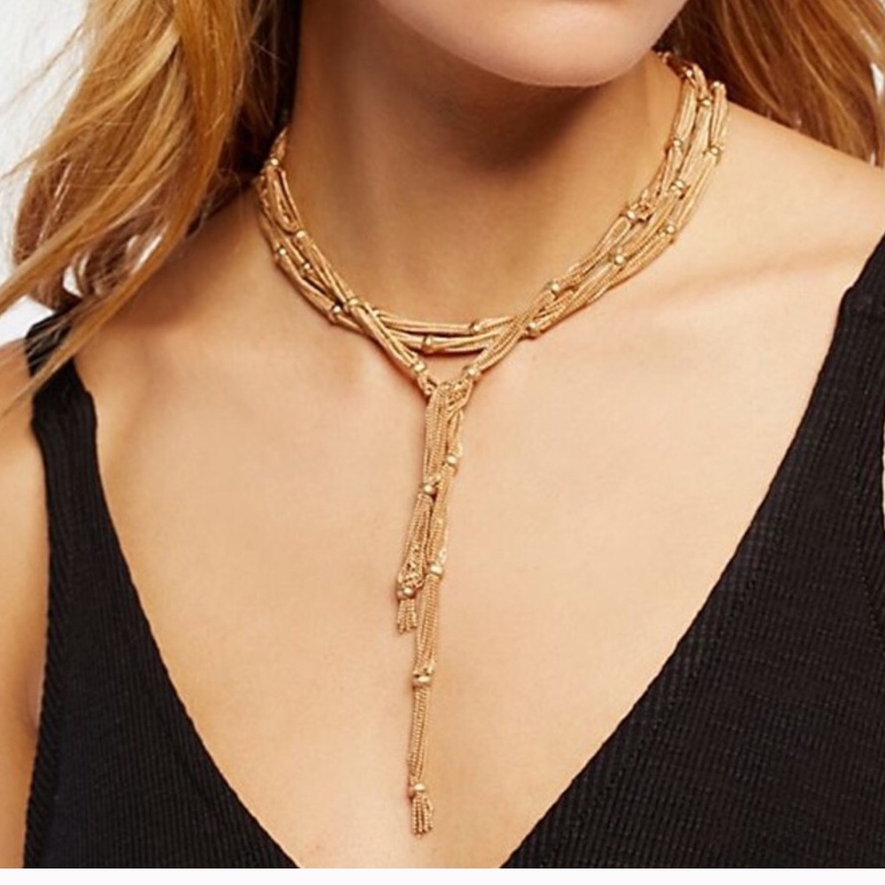Free People Cora Chain Wrap Scarf Necklace